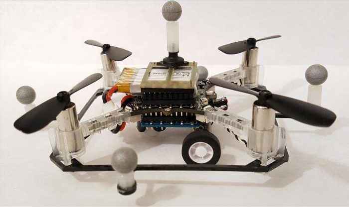 quadcopter con ruedas para conducir