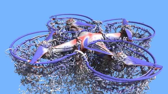 aerodinámica de un drone quadcopter