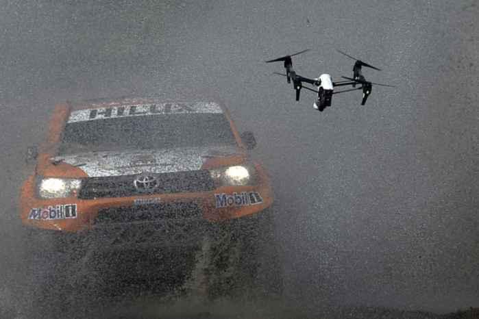 drone filma el Dakar en Buenos Aires