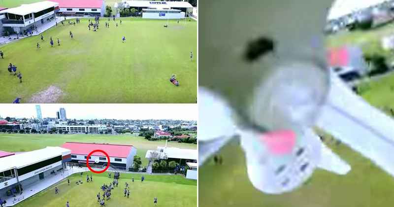 Drone es derribado por certero balonazo de fútbol